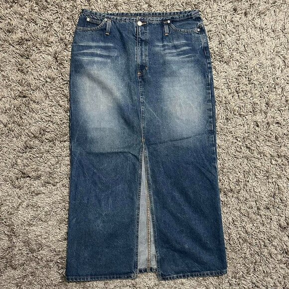 Vintage 2000s Denim Maxi With Front Slit Size 13 - Picture 1 of 7